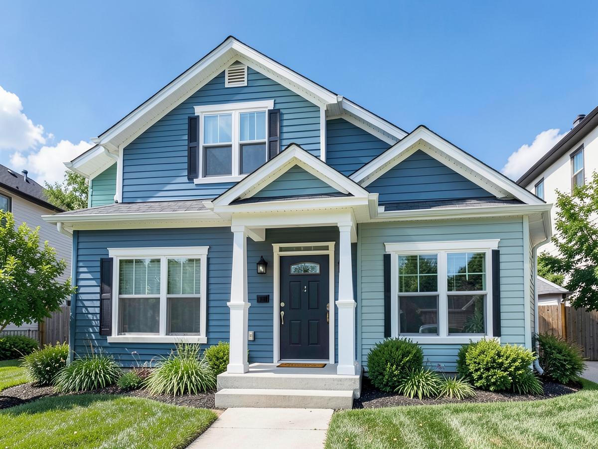 Repainted home exterior with crisp white trim